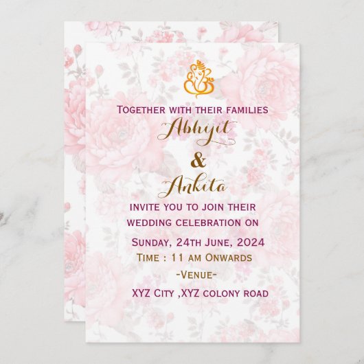 Einladung zur indischen Hochzeit (Vorne/Hinten)