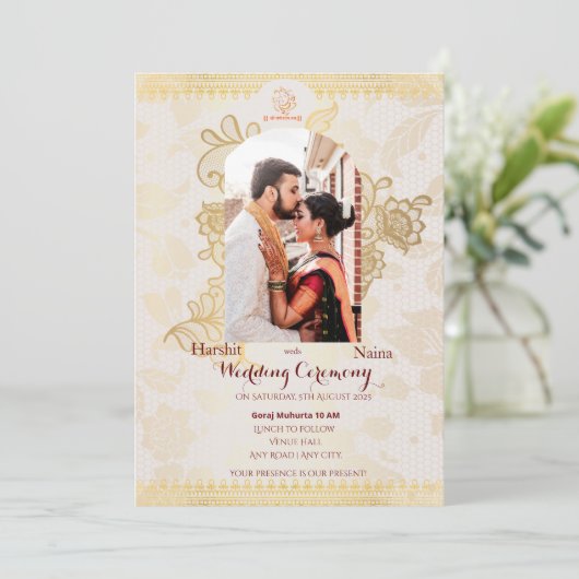 Einladung zur indischen Hochzeit (Stehend Vorderseite)