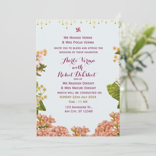 Einladung zur indischen Hochzeit (Stehend Vorderseite)