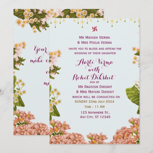 Einladung zur indischen Hochzeit (Vorne/Hinten)