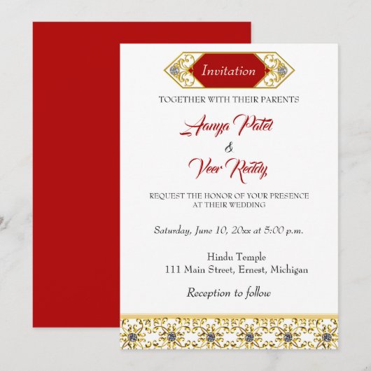 Einladung zur indischen Hochzeit (Vorne/Hinten)