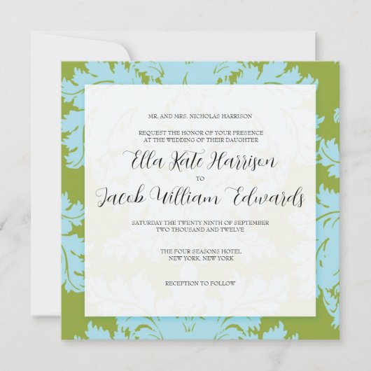 Einladung zur individuellen Hochzeit: DAMASK (Vorderseite)