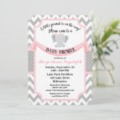 Einladung zur individuellen Pink Gray Baby Girl Du (Stehend Vorderseite)