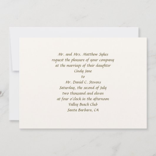 Einladung zur irischen Hochzeit (Rückseite)