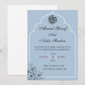 Einladung zur Islamischen Hochzeit Arch Blue (Vorne/Hinten)