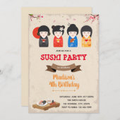 Einladung zur japanischen Puppe und Sushi (Vorne/Hinten)