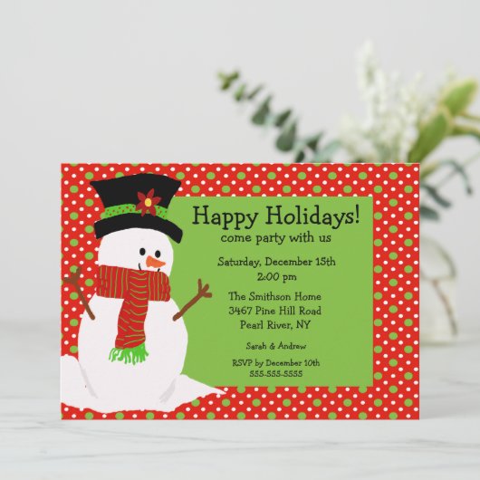 Einladung zur Jolly Snowman Holiday Party (Stehend Vorderseite)