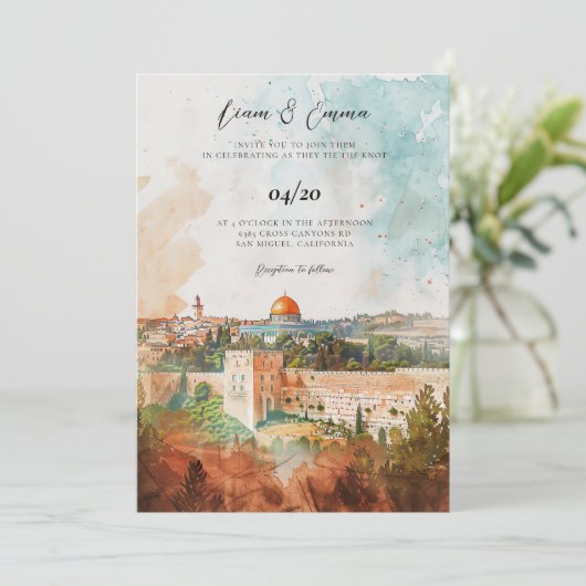 Einladung zur jüdischen Hochzeit | Jerusalem Einla (Stehend Vorderseite)