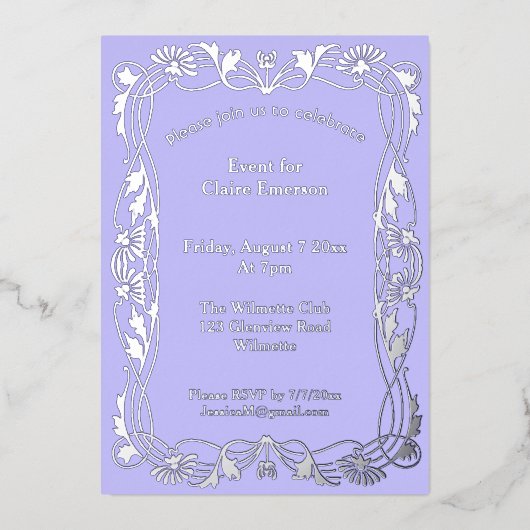 Einladung zur Jugendstil-Rahmen-Folie (Vorderseite)