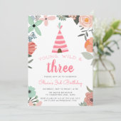 Einladung zur Junggeburt, Wild & Drei Geburtstagsp (Stehend Vorderseite)