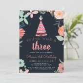 Einladung zur Junggeburt, Wild & Drei Geburtstagsp (Stehend Vorderseite)