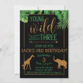 Einladung zur Junggeburt, Wild und Drei Geburtstag (Vorderseite)