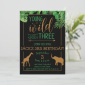 Einladung zur Junggeburt, Wild und Drei Geburtstag (Stehend Vorderseite)