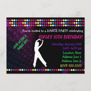 Einladung zur Just Dance Party Disco-Kugel