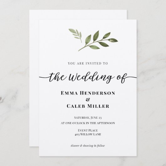 Einladung zur kalligraphischen Hochzeit (Vorne/Hinten)