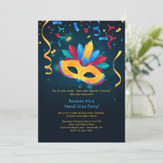 Einladung zur Karnevalsmaske (Stehend Vorderseite)