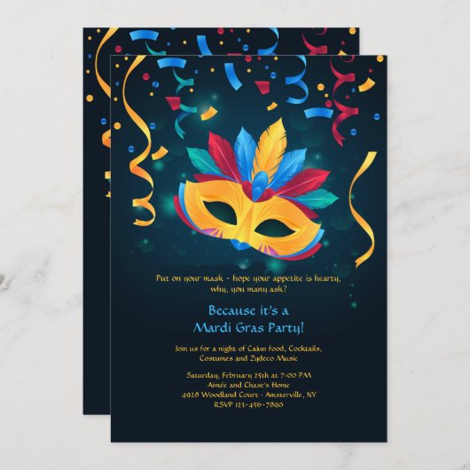 Einladung zur Karnevalsmaske (Vorne/Hinten)