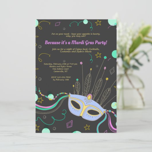 Einladung zur Karnevalsmaske (Stehend Vorderseite)