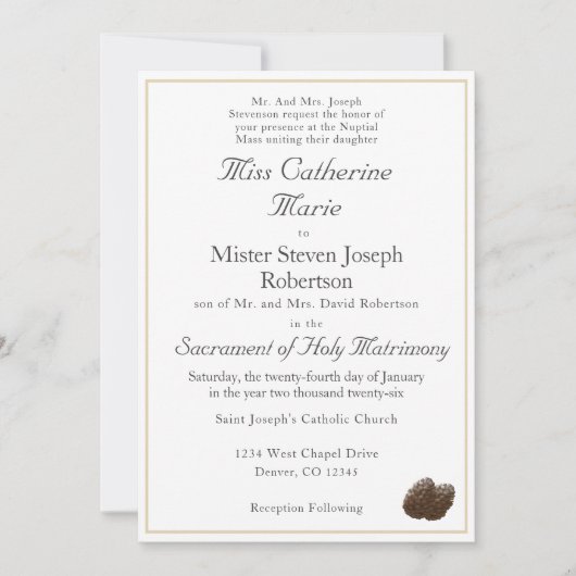 Einladung zur katholischen Winterhochzeit (Vorderseite)