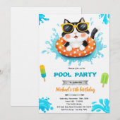 Einladung zur Katzen-Poolparty (Vorne/Hinten)