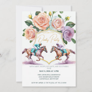 Einladung zur Kentucky Derby-Party Aquarell Pferde