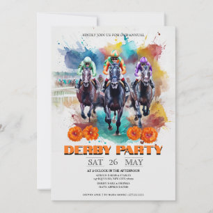 Einladung zur Kentucky Derby-Party Aquarell Pferde