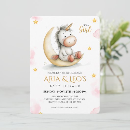 Einladung zur Kinderdusche (Stehend Vorderseite)