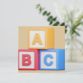 Einladung zur Kinderdusche - Alphabet Blocks (Stehend Vorderseite)