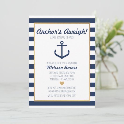 Einladung zur Kinderdusche - Anker (Stehend Vorderseite)