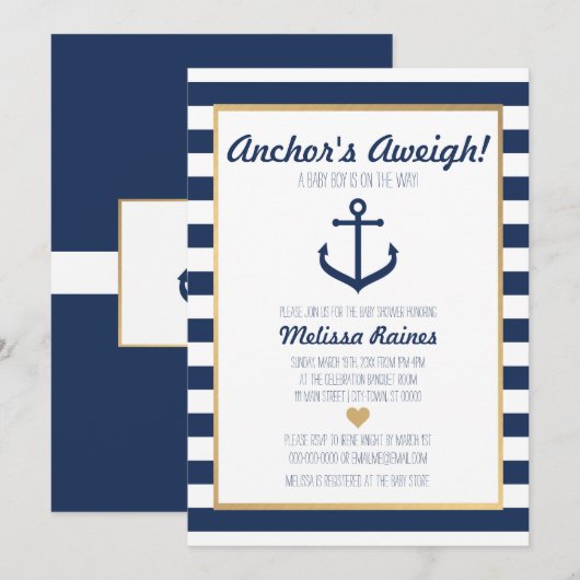 Einladung zur Kinderdusche - Anker (Vorne/Hinten)