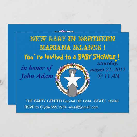 Einladung zur Kinderdusche auf der Flagge von Nord (Vorne/Hinten)