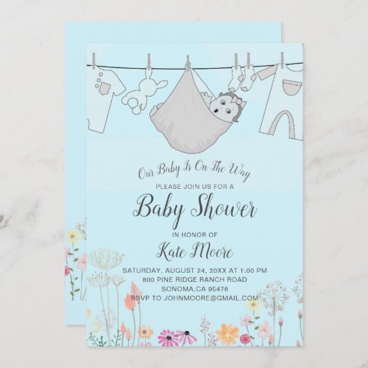 Einladung zur Kinderdusche | Baby Bundle (Vorne/Hinten)