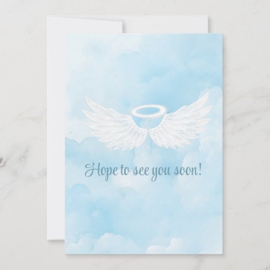 Einladung zur Kinderdusche - Boy Angel (Rückseite)