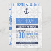 Einladung zur Kinderdusche, Boy Blue (Vorne/Hinten)