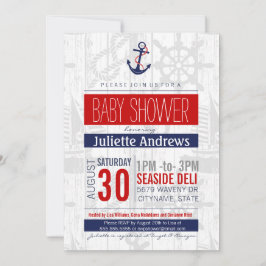 Einladung zur Kinderdusche, Boy Blue Red Ahoy