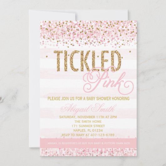 Einladung zur Kinderdusche in gekacheltem Pink (Vorderseite)