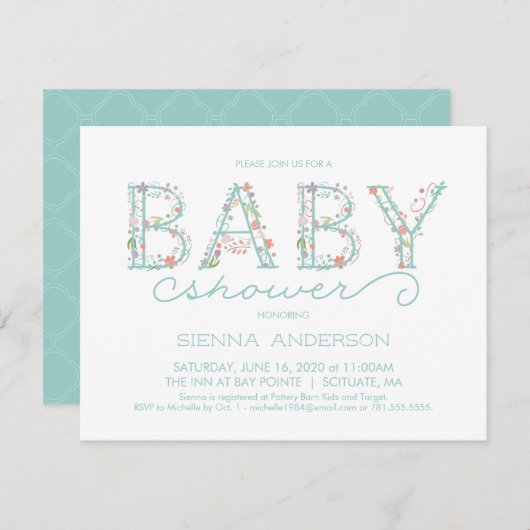 Einladung zur Kinderdusche - individuelle Einladun (Vorne/Hinten)