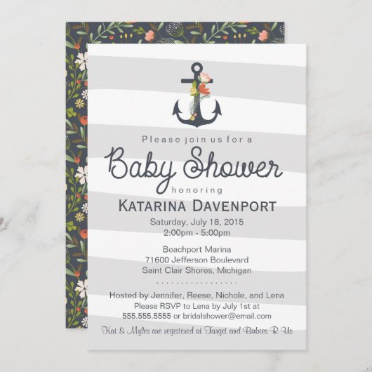 Einladung zur Kinderdusche - Junge, Mädchen (Vorne/Hinten)