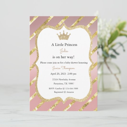 Einladung zur Kinderdusche, kleine Prinzessin auf (Stehend Vorderseite)