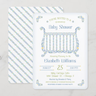 Einladung zur Kinderdusche - Lacy Crib - Blau