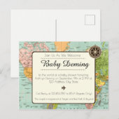 Einladung zur Kinderdusche - mehrfarbige Weltkarte (Vorne/Hinten)