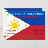 Einladung zur Kinderdusche mit der Flagge der Phil (Vorne/Hinten)