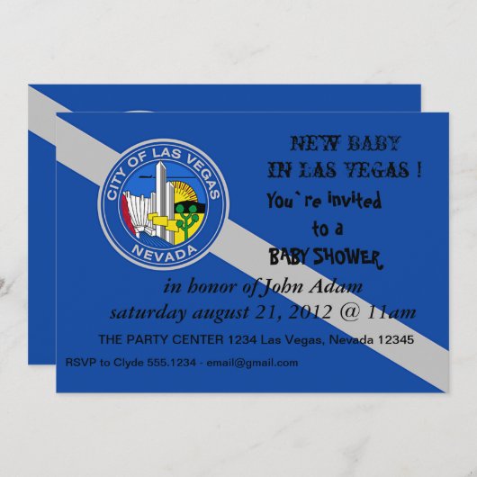 Einladung zur Kinderdusche mit Fahne in Las Vegas (Vorne/Hinten)