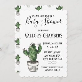 Einladung zur Kinderdusche mit gepolstertem Kaktus