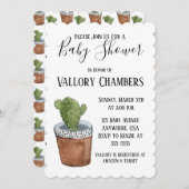 Einladung zur Kinderdusche mit gepolstertem Kaktus (Vorne/Hinten)