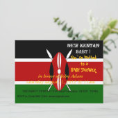 Einladung zur Kinderdusche mit kenianischer Flagge (Stehend Vorderseite)