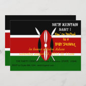 Einladung zur Kinderdusche mit kenianischer Flagge (Vorne/Hinten)