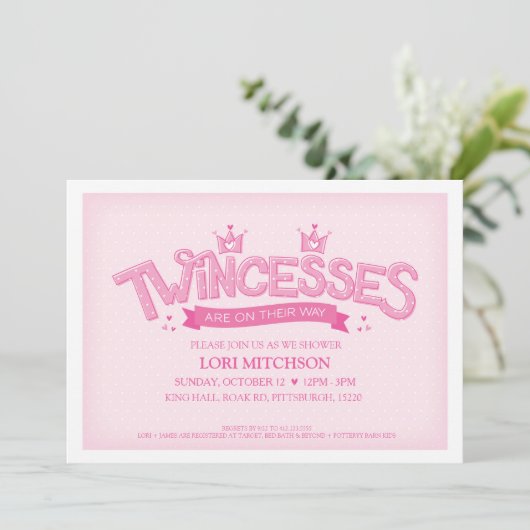 Einladung zur Kinderdusche (pink) (Stehend Vorderseite)