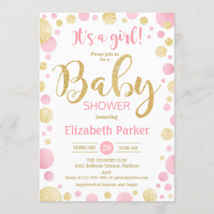 Einladung zur Kinderdusche - Rosa Gold Dots