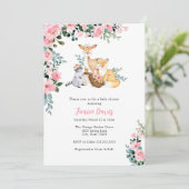 Einladung zur Kinderdusche, Rosa Tiere aus Holz (Stehend Vorderseite)